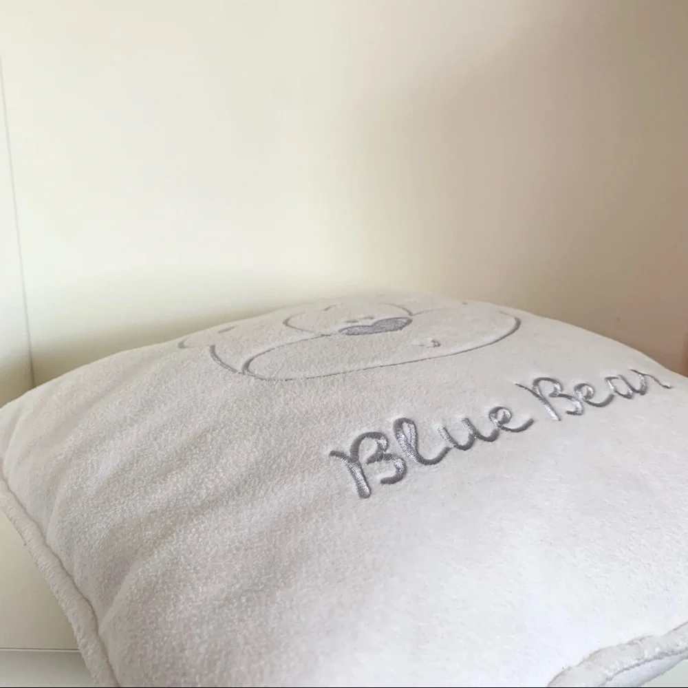 Blue bear furry cushion